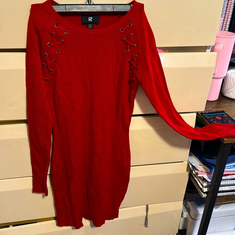 Red Sweater Dress long sleeve Size XS